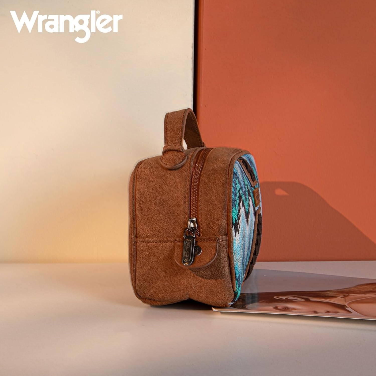 image:imageMontana West X Wrangler Makeup Bag Travel Cosmetic Bag Small Western Toiletry Bag for Women Organizer for Toiletries Accessories Travel EssentialsLeopard WGHB22111901LPBKAztecJean