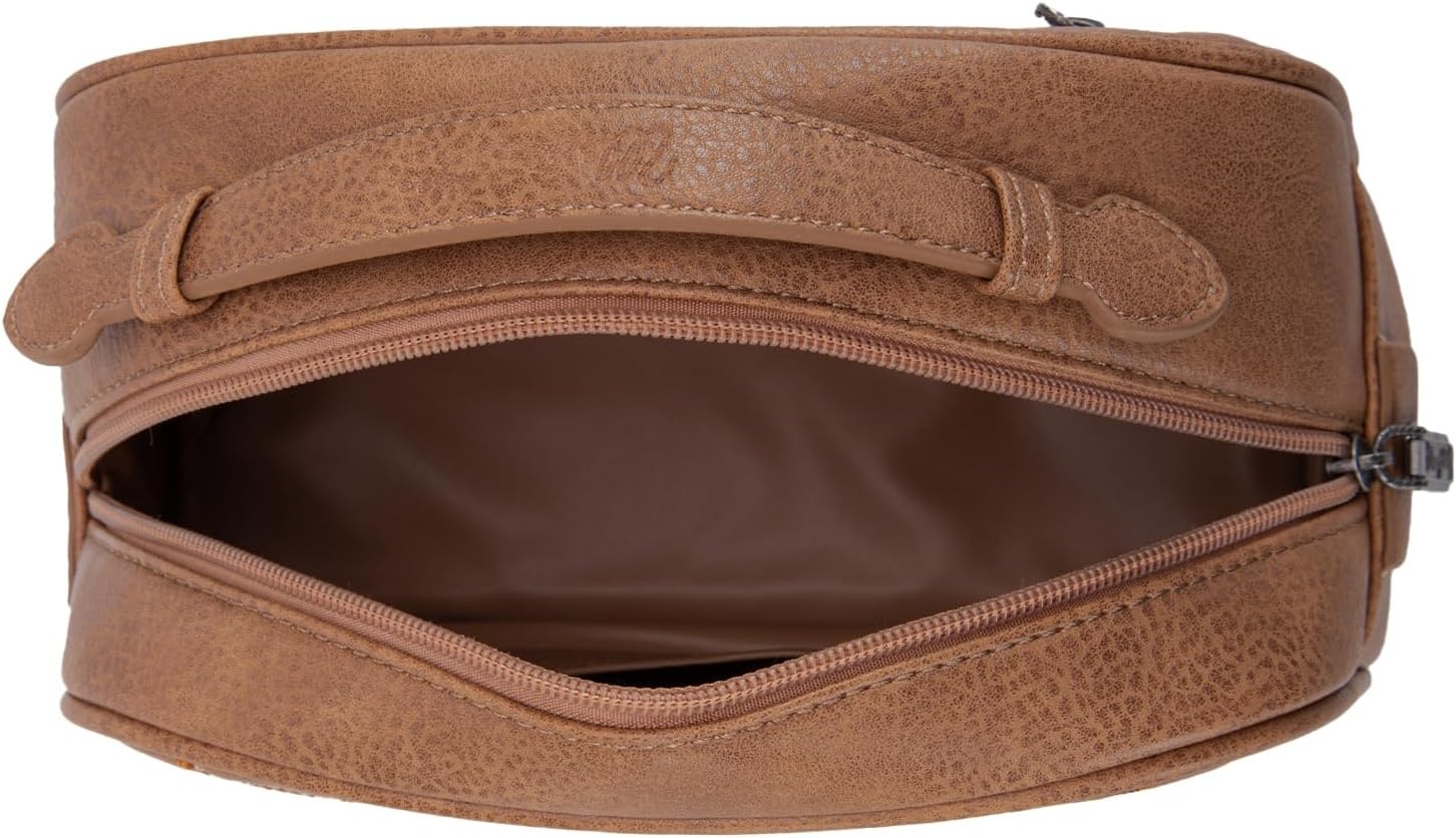 image:imageMontana West X Wrangler Makeup Bag Travel Cosmetic Bag Small Western Toiletry Bag for Women Organizer for Toiletries Accessories Travel EssentialsLeopard WGHB22111901LPBKKhaki145