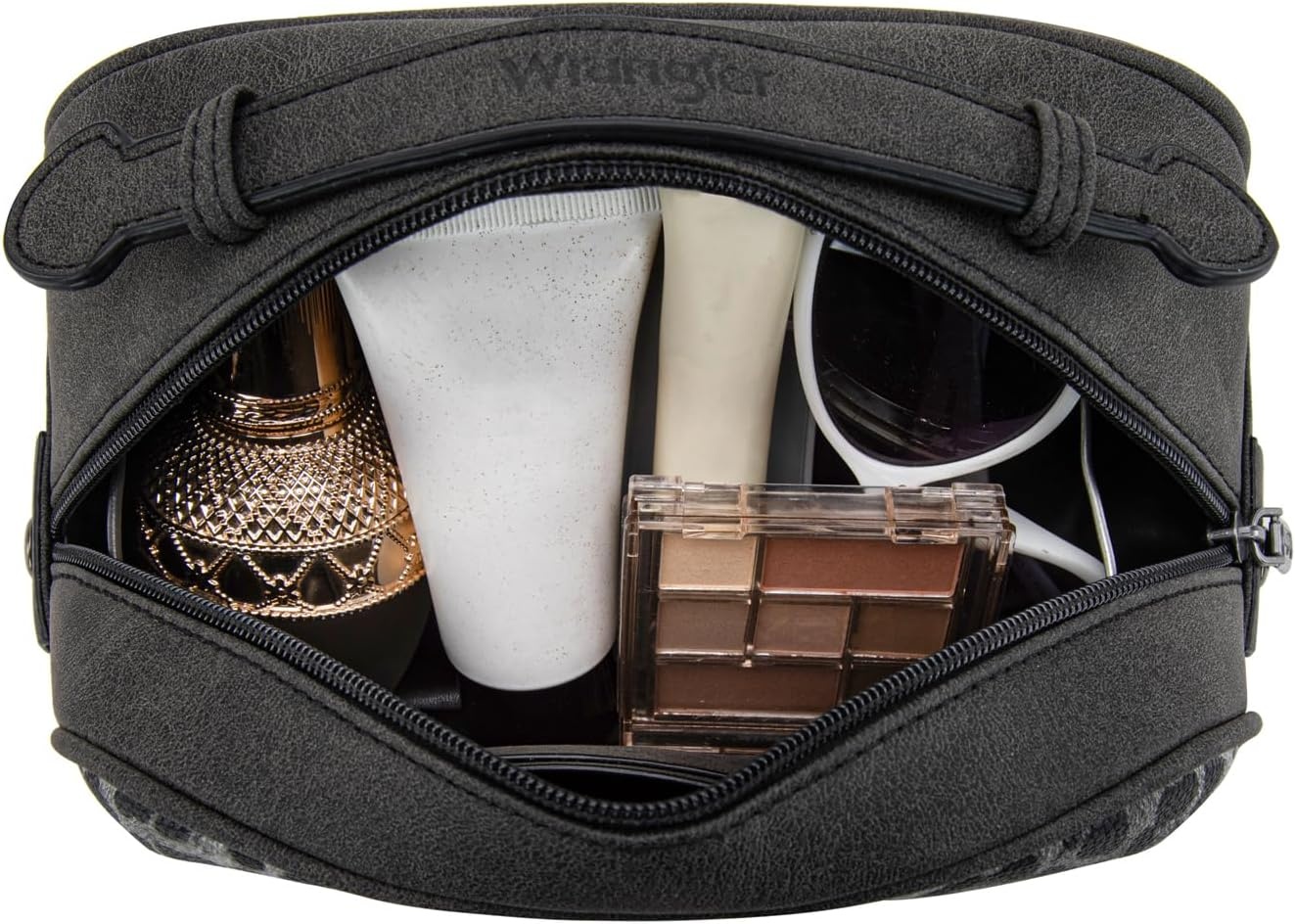 image:imageMontana West X Wrangler Makeup Bag Travel Cosmetic Bag Small Western Toiletry Bag for Women Organizer for Toiletries Accessories Travel EssentialsLeopard WGHB22111901LPBKSleopard black