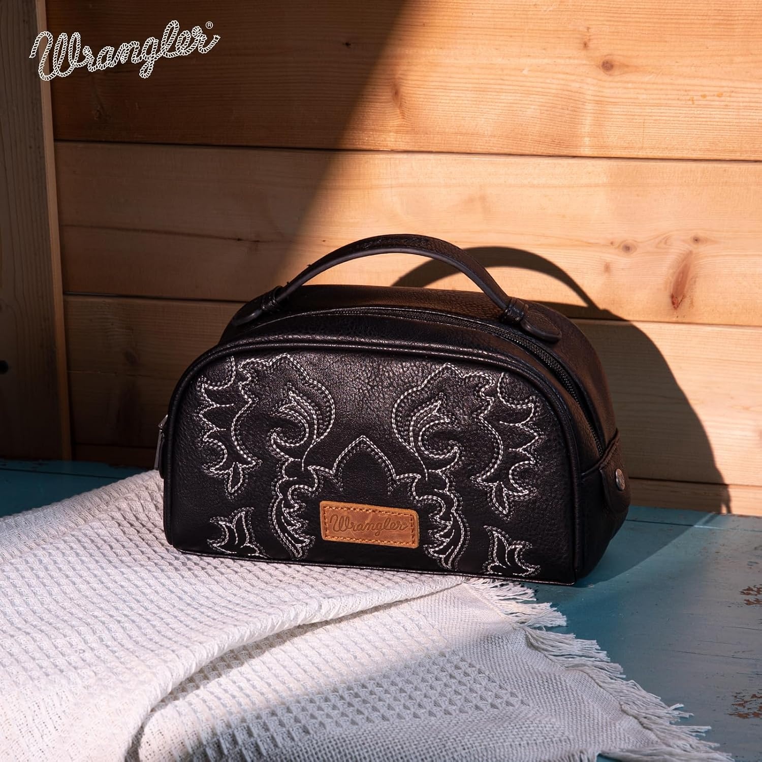 image:imageMontana West X Wrangler Makeup Bag Travel Cosmetic Bag Small Western Toiletry Bag for Women Organizer for Toiletries Accessories Travel EssentialsLeopard WGHB22111901LPBKBlack145