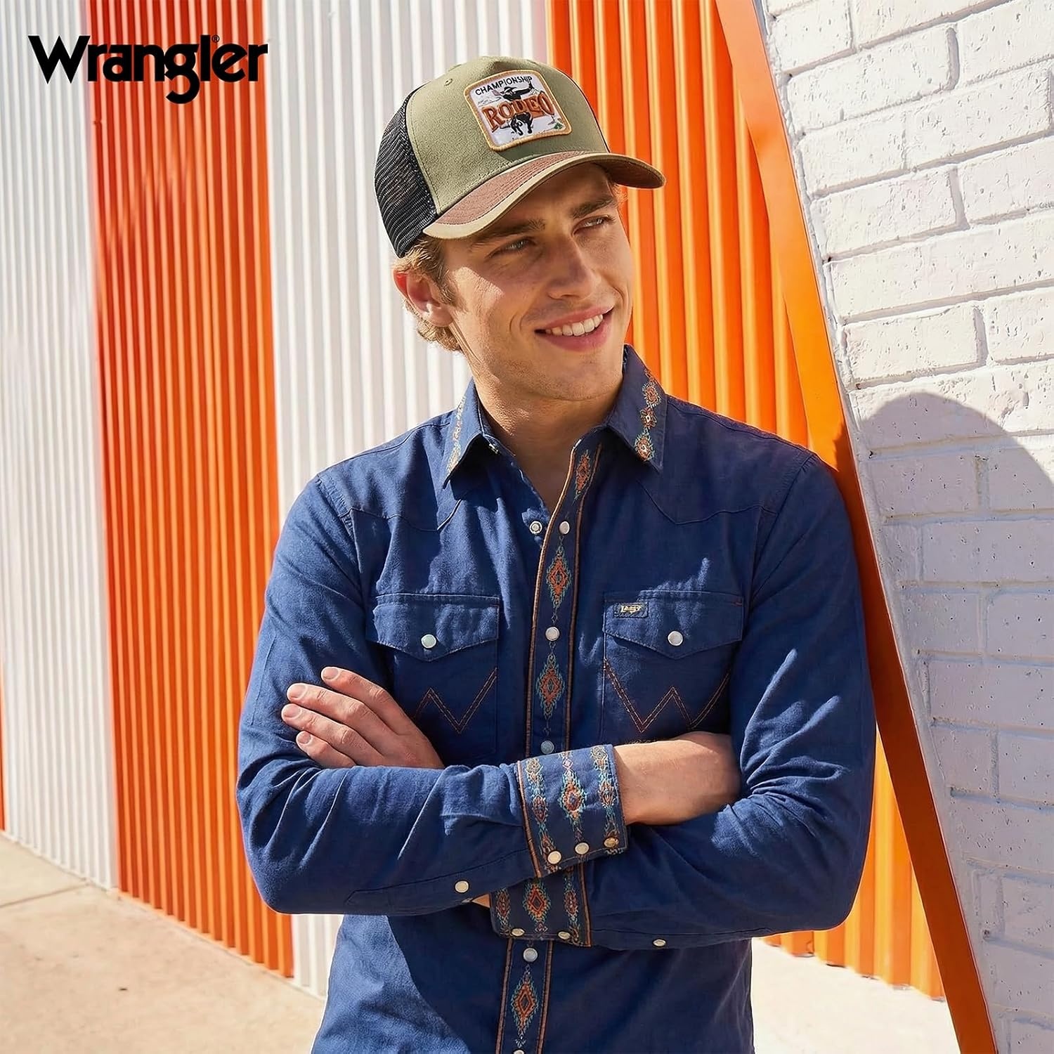 image:imageMontana West X Wrangler Mens Trucker Hat 2Piece Set Breathable Mesh Baseball Cap Structured 7Panel Adjustable Snapback HatBlackgreen