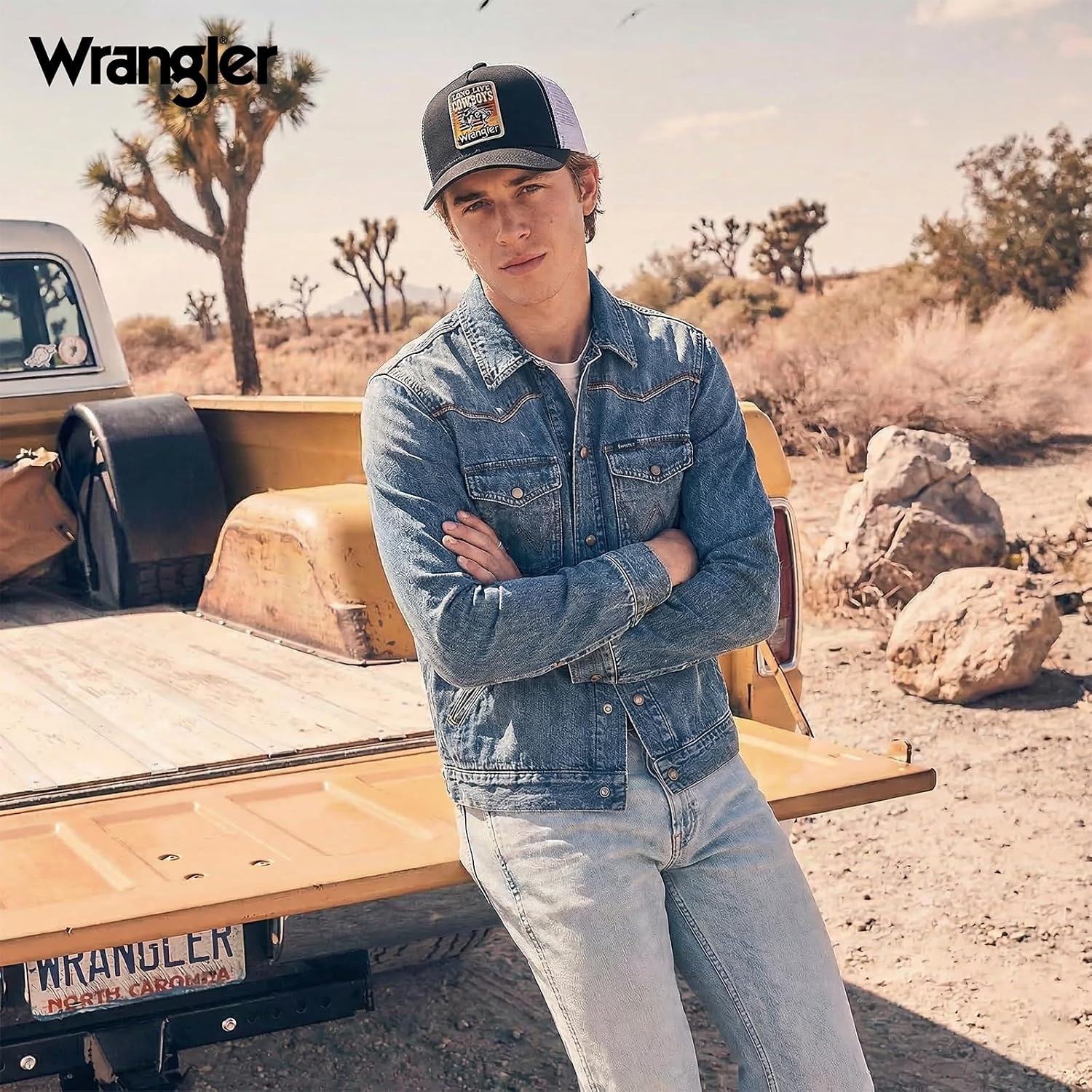 image:imageMontana West X Wrangler Mens Trucker Hat 2Piece Set Breathable Mesh Baseball Cap Structured 7Panel Adjustable Snapback HatBlackwhite1