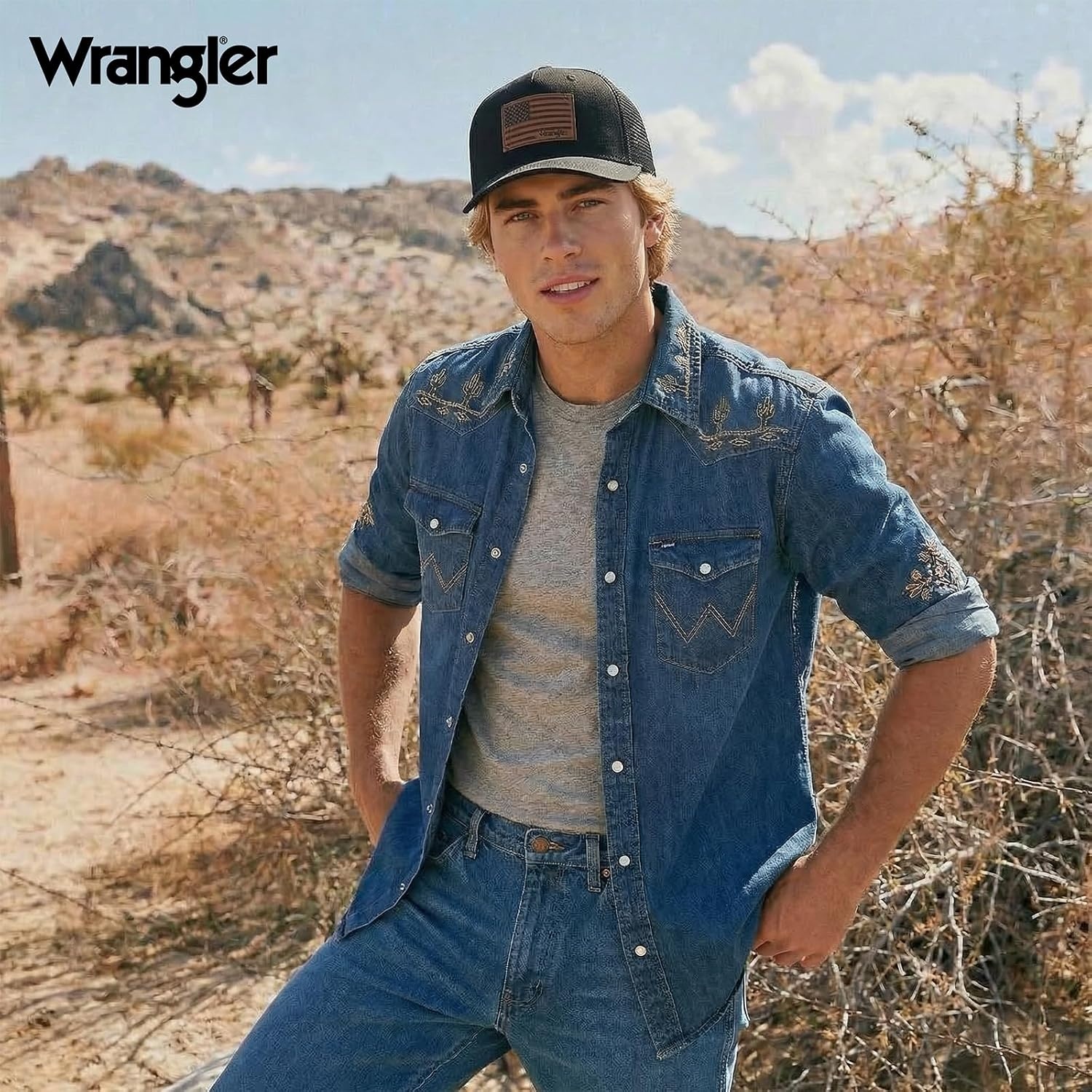 image:imageMontana West X Wrangler Mens Trucker Hat 2Piece Set Breathable Mesh Baseball Cap Structured 7Panel Adjustable Snapback HatBlackwhite2
