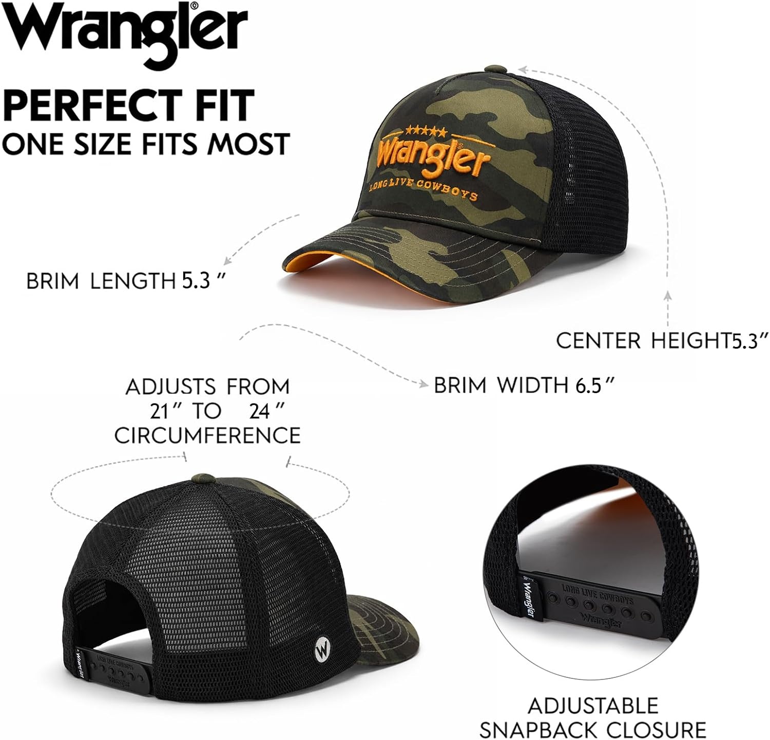 image:imageMontana West X Wrangler Mens Trucker Hat 2Piece Set Breathable Mesh Baseball Cap Structured 7Panel Adjustable Snapback HatGreen1black