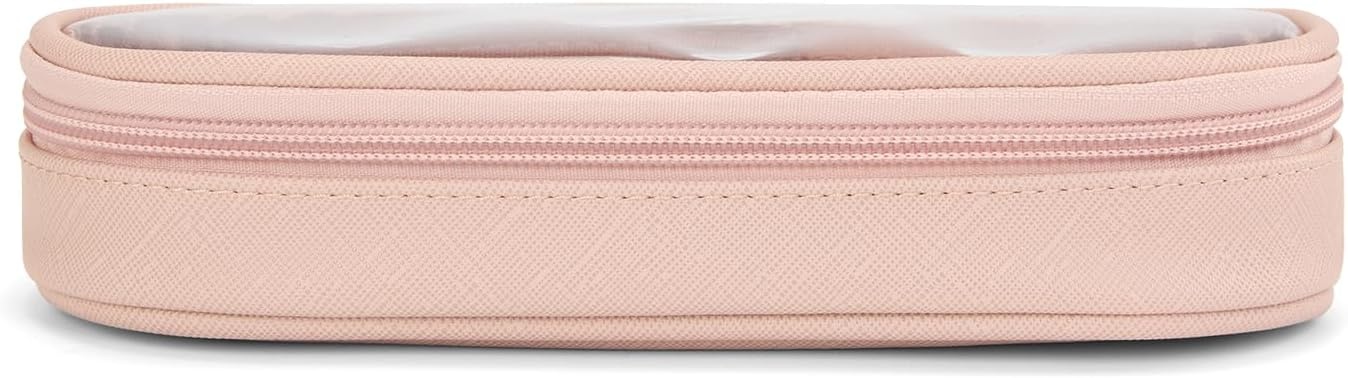 image:imageMontana West X Wrangler Travel Makeup Bag 2pcs Set Large Cosmetic Bag with Makeup Brush Holder Portable Make Up Organizer Cute Toiletry Bag with Divider and Handle for WomenLight Pink