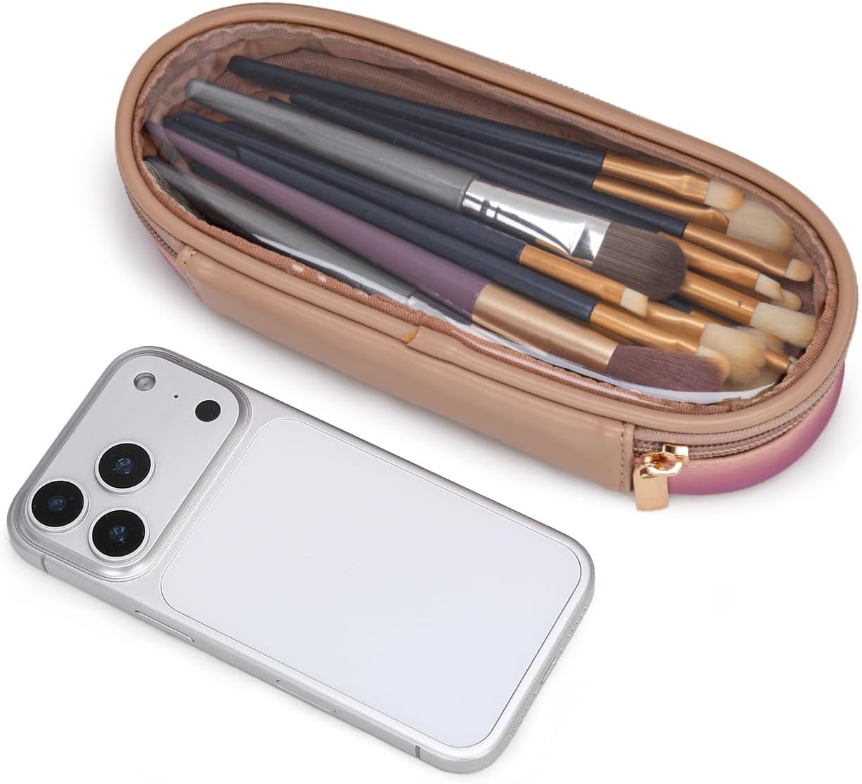 image:imageMontana West X Wrangler Travel Makeup Bag 2pcs Set Large Cosmetic Bag with Makeup Brush Holder Portable Make Up Organizer Cute Toiletry Bag with Divider and Handle for WomenPurple
