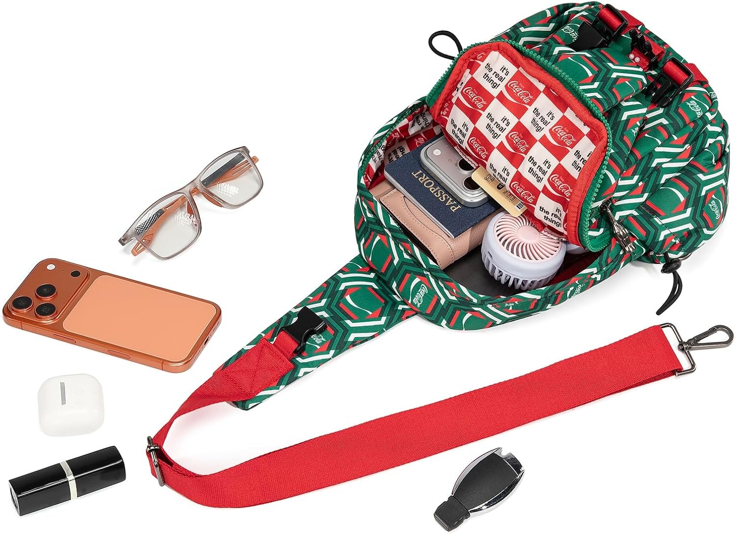 image:imageSling Backpack Crossbody Bag with CocaCola Logo Sling Bag Travel Casual Daypack UnisexGreen