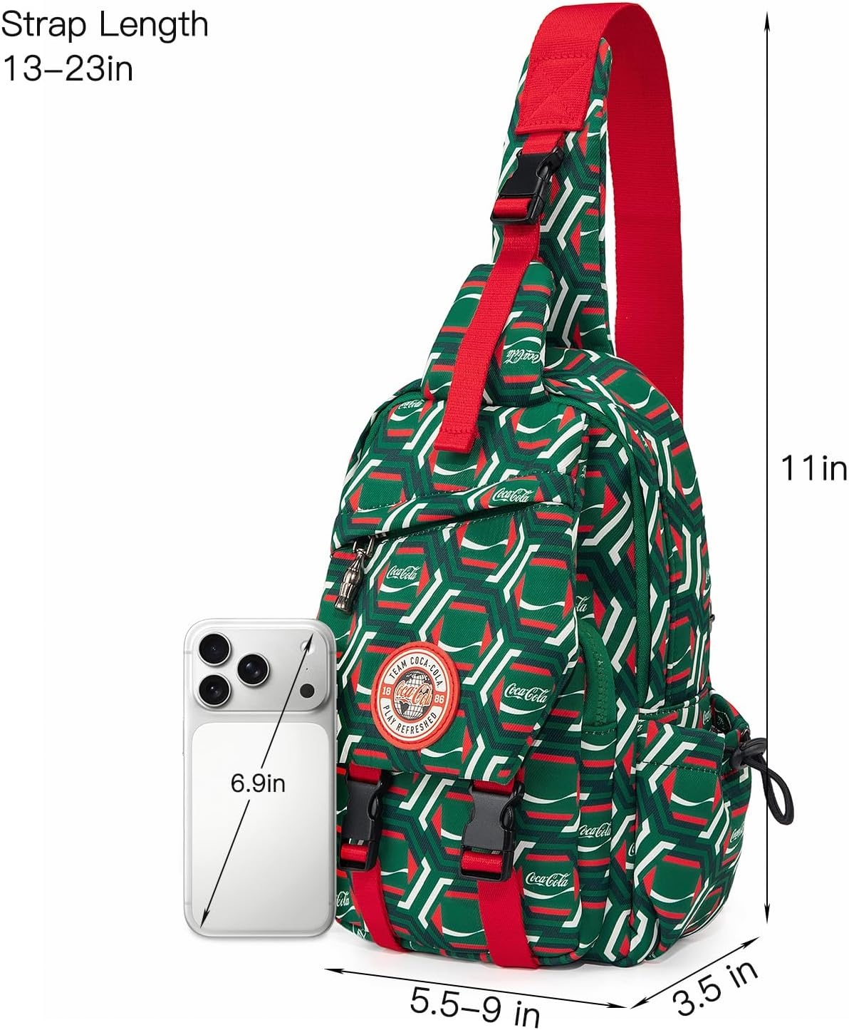 image:imageSling Backpack Crossbody Bag with CocaCola Logo Sling Bag Travel Casual Daypack UnisexGreen