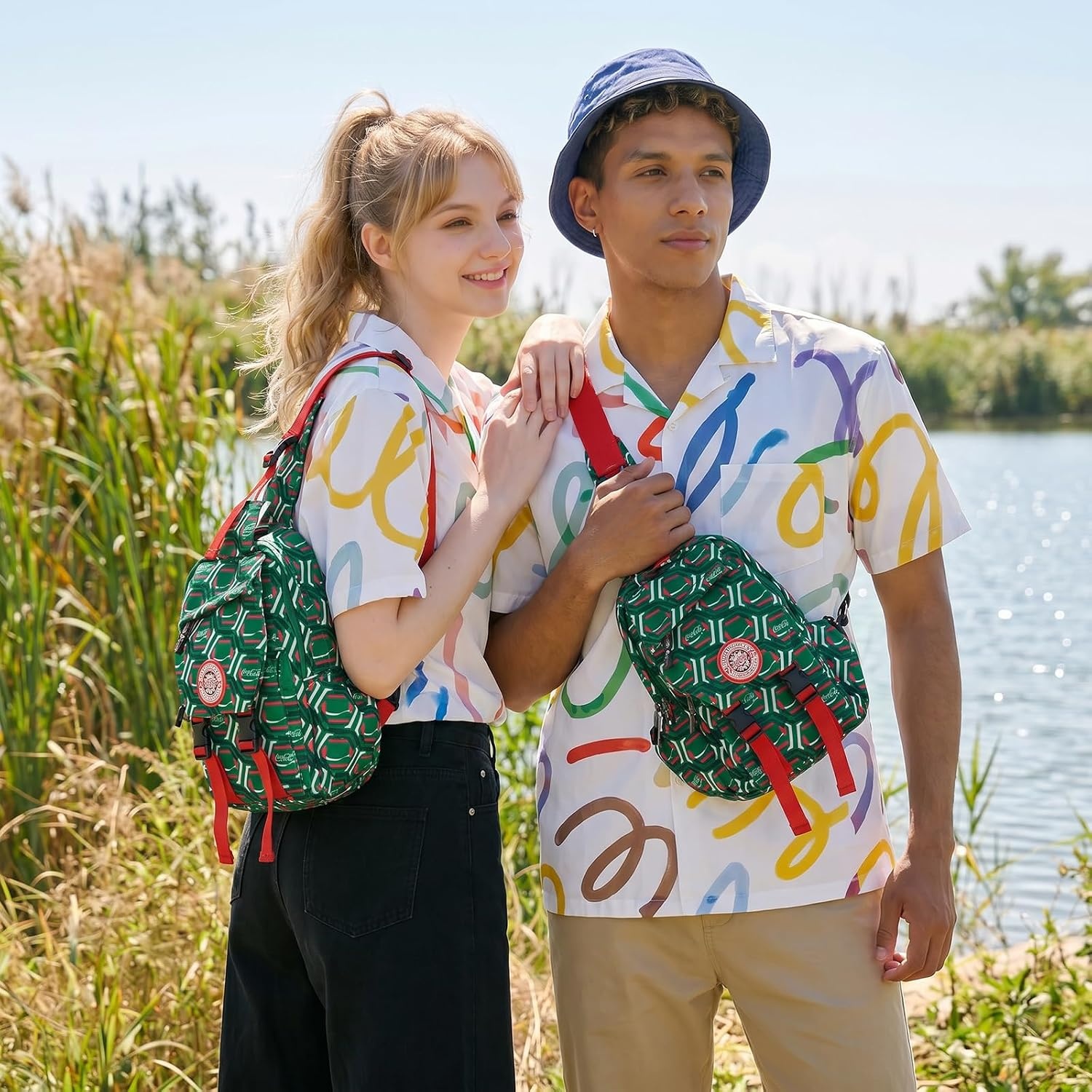 image:imageSling Backpack Crossbody Bag with CocaCola Logo Sling Bag Travel Casual Daypack UnisexGreen