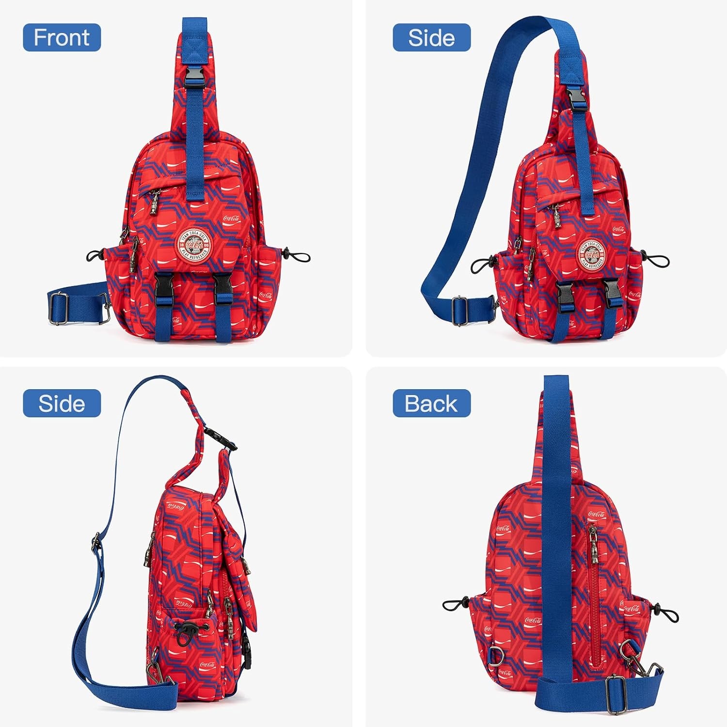 image:imageSling Backpack Crossbody Bag with CocaCola Logo Sling Bag Travel Casual Daypack UnisexNavy