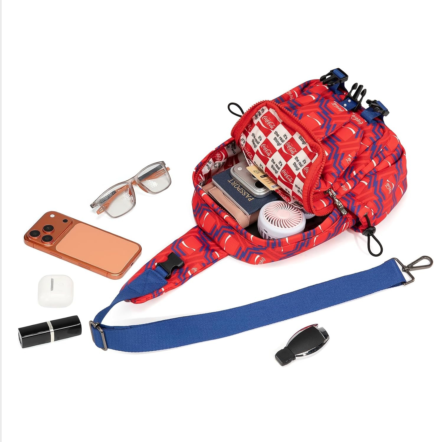 image:imageSling Backpack Crossbody Bag with CocaCola Logo Sling Bag Travel Casual Daypack UnisexNavy