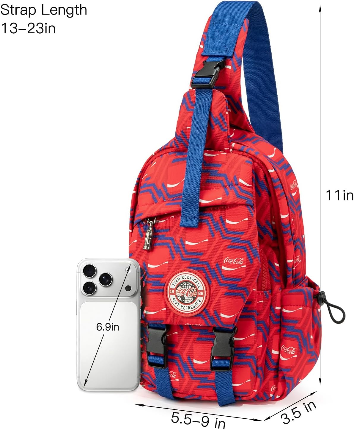 image:imageSling Backpack Crossbody Bag with CocaCola Logo Sling Bag Travel Casual Daypack UnisexNavy