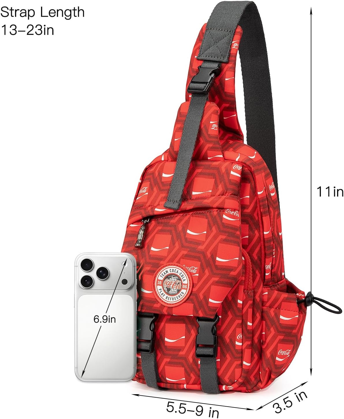 image:imageSling Backpack Crossbody Bag with CocaCola Logo Sling Bag Travel Casual Daypack UnisexRed