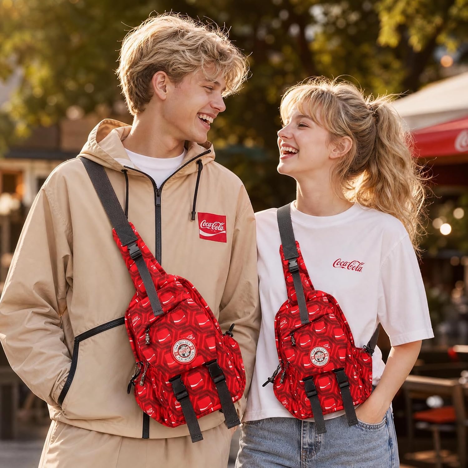 image:imageSling Backpack Crossbody Bag with CocaCola Logo Sling Bag Travel Casual Daypack UnisexRed