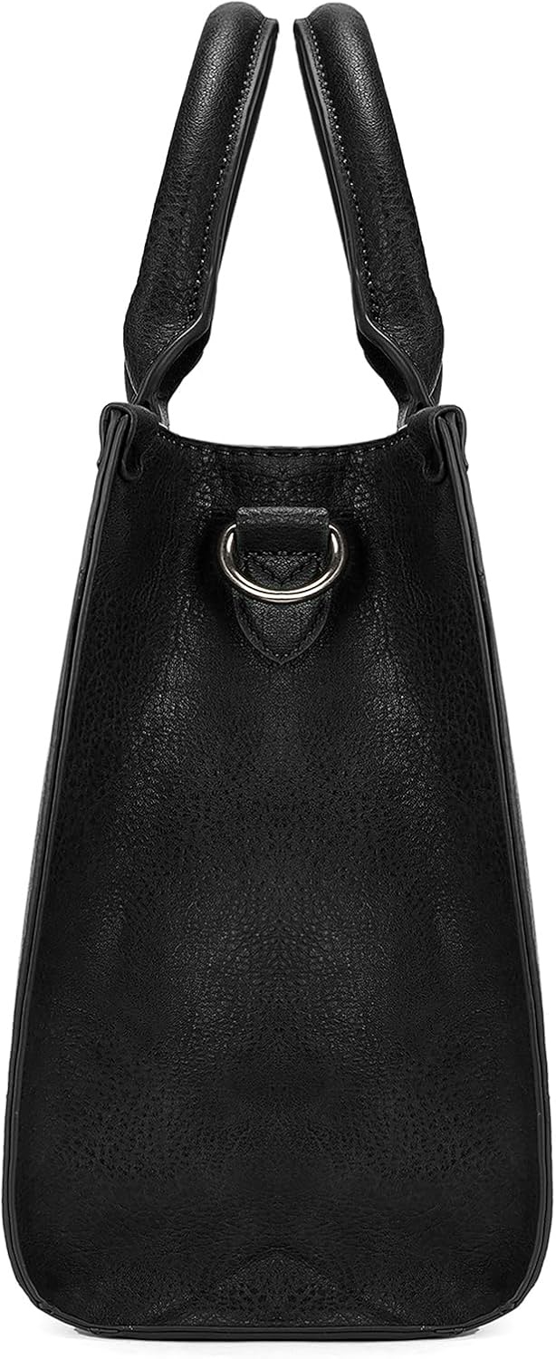 image:imageWrangler Laptop Tote Bag for Women 156 Inch Large Leather Work Bag with Cup Holder Vintage Computer Bags Briefcase HandbagBlack