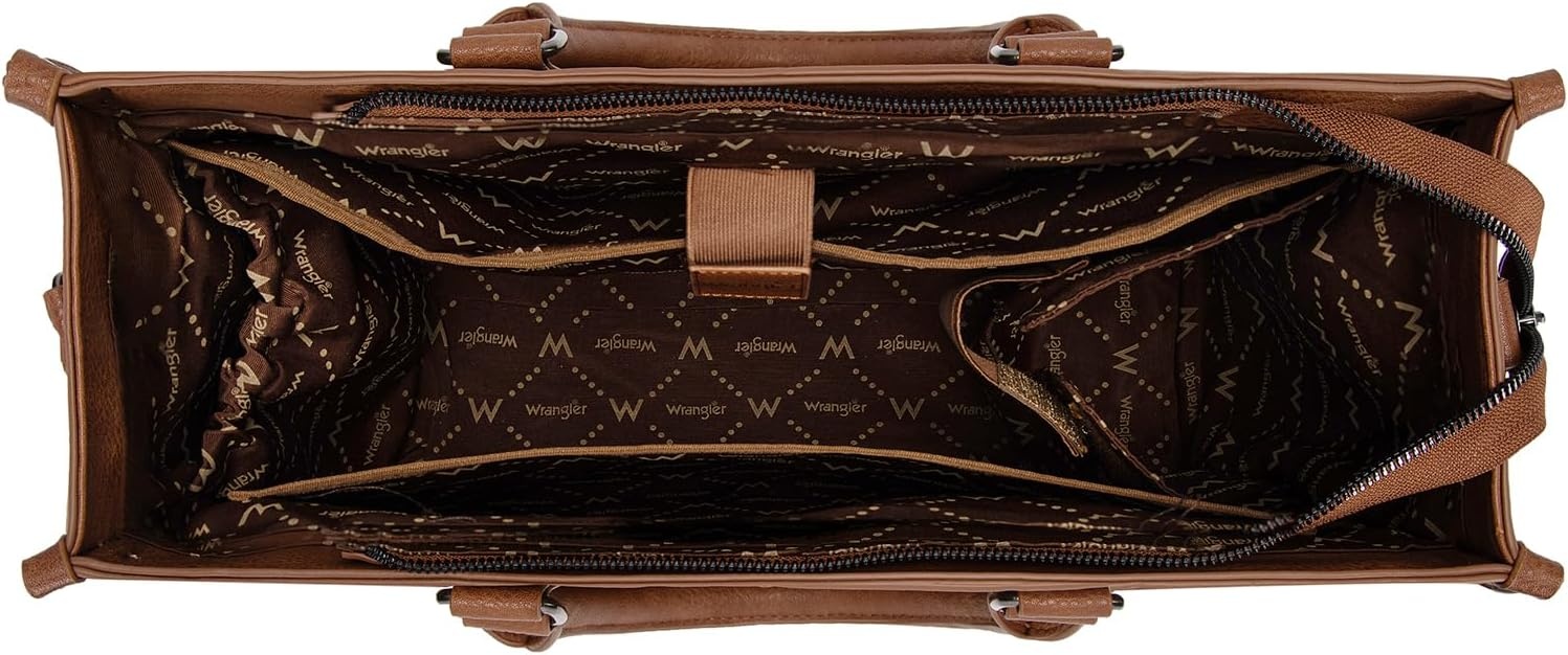 image:imageWrangler Laptop Tote Bag for Women 156 Inch Large Leather Work Bag with Cup Holder Vintage Computer Bags Briefcase HandbagBrown