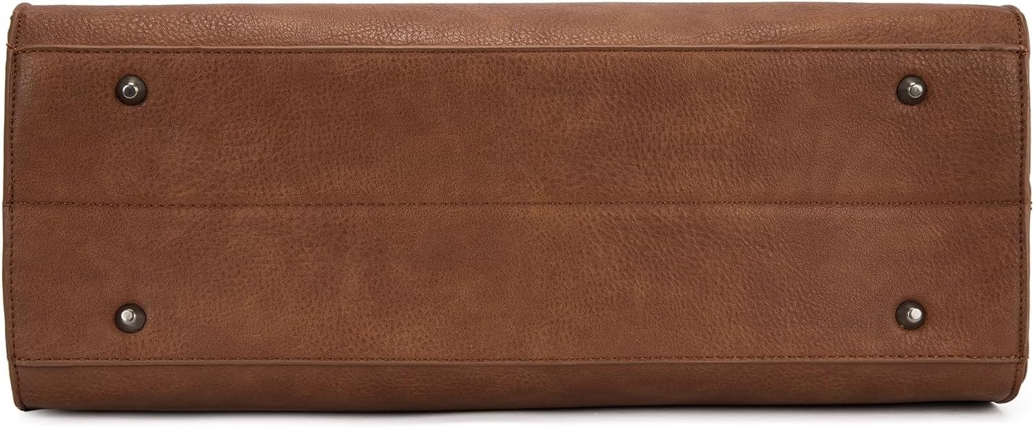image:imageWrangler Laptop Tote Bag for Women 156 Inch Large Leather Work Bag with Cup Holder Vintage Computer Bags Briefcase HandbagBrown