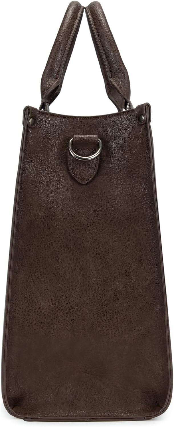 image:imageWrangler Laptop Tote Bag for Women 156 Inch Large Leather Work Bag with Cup Holder Vintage Computer Bags Briefcase HandbagCoffee