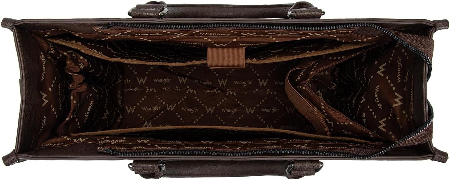image:imageWrangler Laptop Tote Bag for Women 156 Inch Large Leather Work Bag with Cup Holder Vintage Computer Bags Briefcase HandbagCoffee