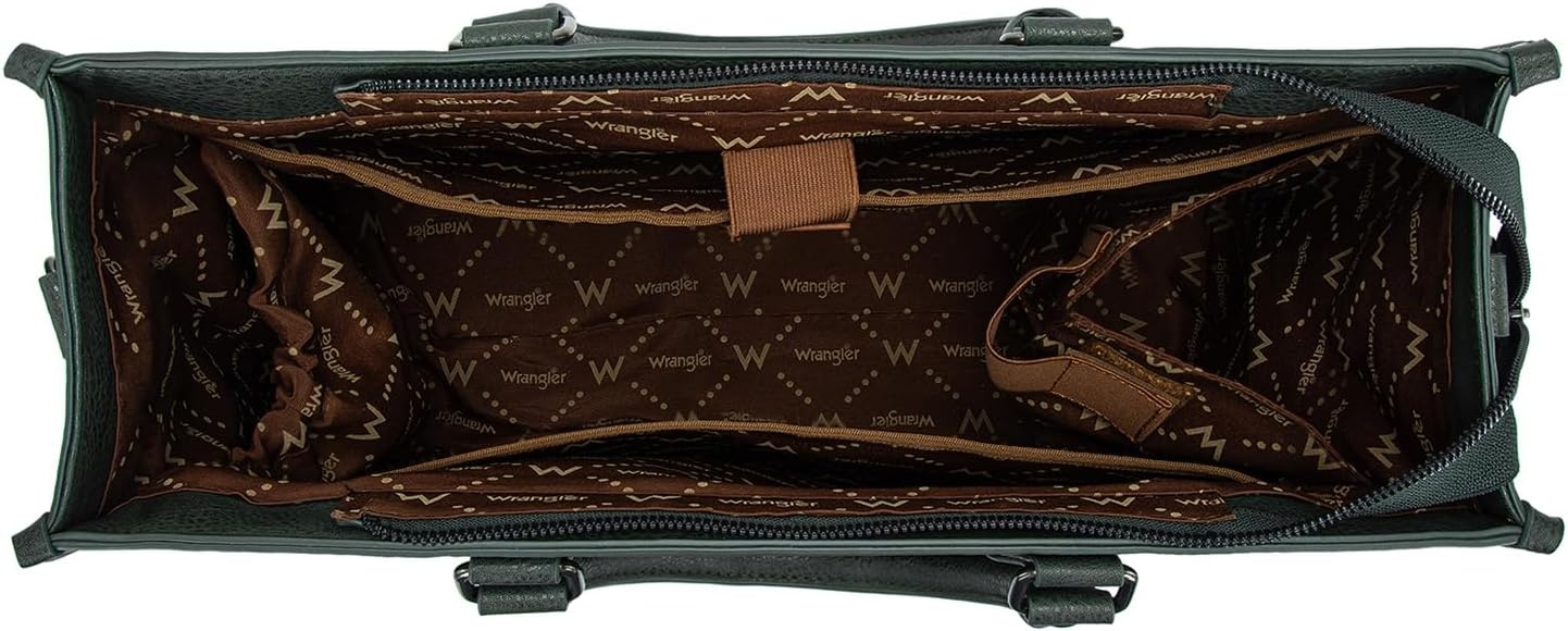 image:imageWrangler Laptop Tote Bag for Women 156 Inch Large Leather Work Bag with Cup Holder Vintage Computer Bags Briefcase HandbagGreen