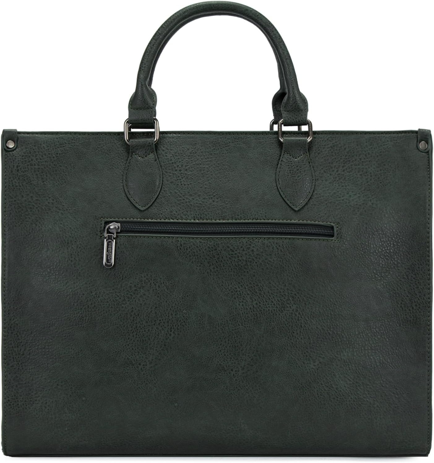 image:imageWrangler Laptop Tote Bag for Women 156 Inch Large Leather Work Bag with Cup Holder Vintage Computer Bags Briefcase HandbagGreen