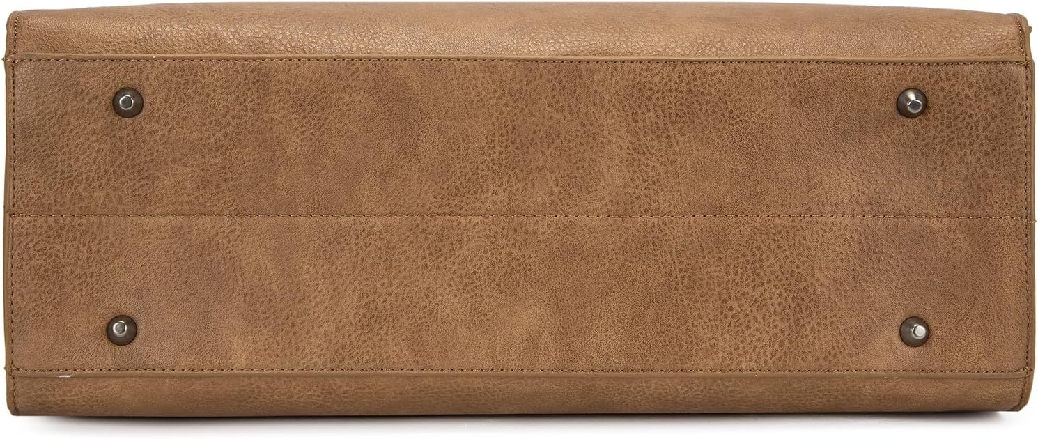 image:imageWrangler Laptop Tote Bag for Women 156 Inch Large Leather Work Bag with Cup Holder Vintage Computer Bags Briefcase HandbagKhaki