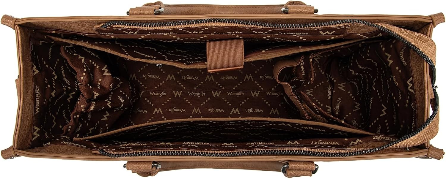 image:imageWrangler Laptop Tote Bag for Women 156 Inch Large Leather Work Bag with Cup Holder Vintage Computer Bags Briefcase HandbagKhaki