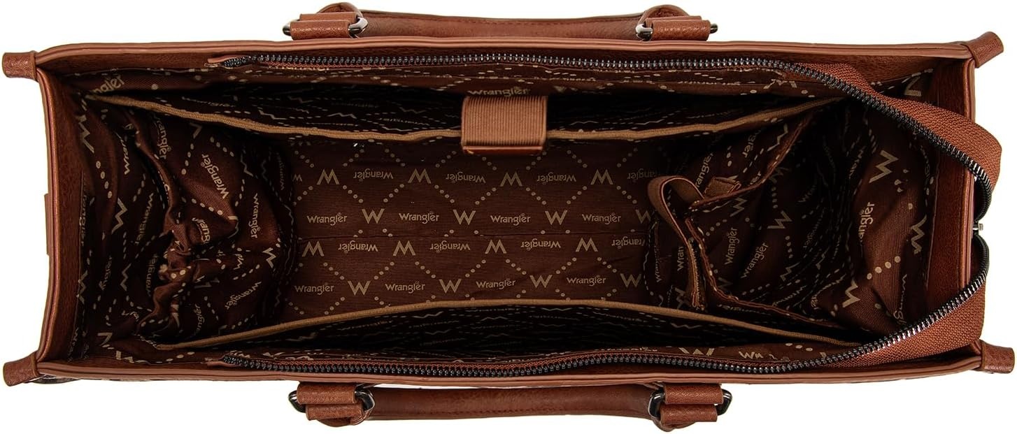 image:imageWrangler Laptop Tote Bag for Women 156 Inch Large Leather Work Bag with Cup Holder Vintage Computer Bags Briefcase HandbagLeopard