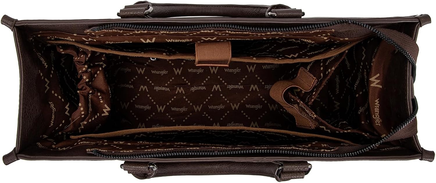 image:imageWrangler Laptop Tote Bag for Women 156 Inch Large Leather Work Bag with Cup Holder Vintage Computer Bags Briefcase HandbagLeopardcoffee