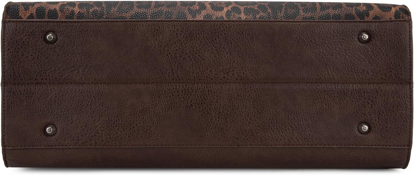 image:imageWrangler Laptop Tote Bag for Women 156 Inch Large Leather Work Bag with Cup Holder Vintage Computer Bags Briefcase HandbagLeopardcoffee