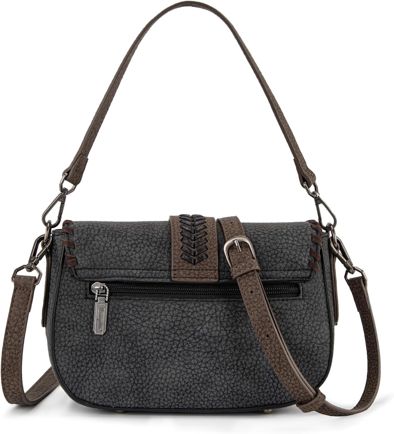 image:imageWrangler Western Shoulder Bag for Women Flap Crossbody Purse with Whipstitch Detail amp FringeVintage Cowgirl HandbagAblack