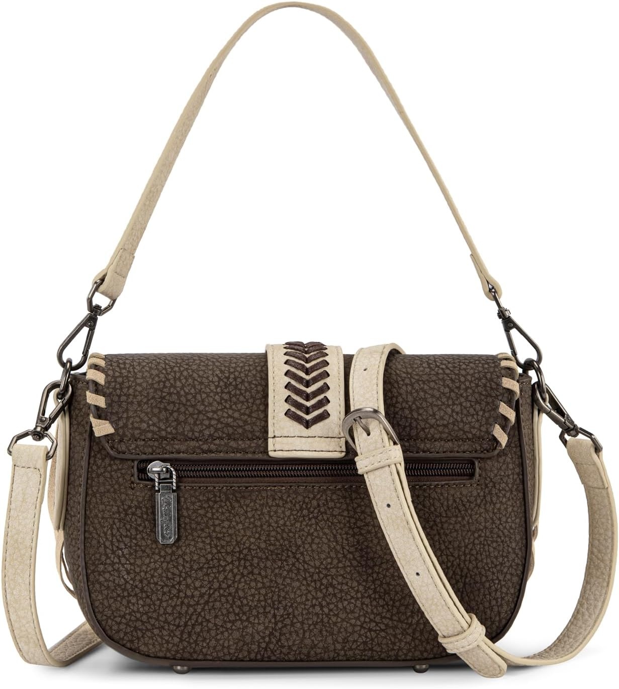 image:imageWrangler Western Shoulder Bag for Women Flap Crossbody Purse with Whipstitch Detail amp FringeVintage Cowgirl HandbagAcoffee