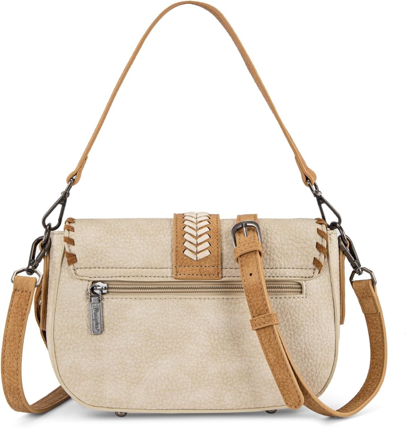 image:imageWrangler Western Shoulder Bag for Women Flap Crossbody Purse with Whipstitch Detail amp FringeVintage Cowgirl HandbagAtan
