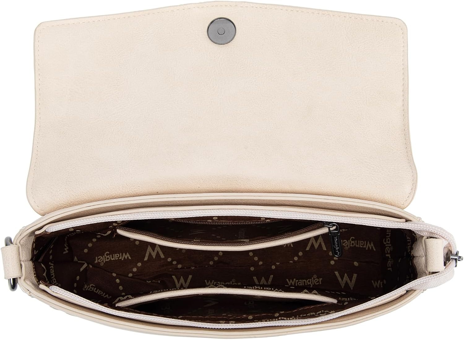 image:imageWrangler Western Shoulder Bag for Women Flap Crossbody Purse with Whipstitch Detail amp FringeVintage Cowgirl HandbagBbeige