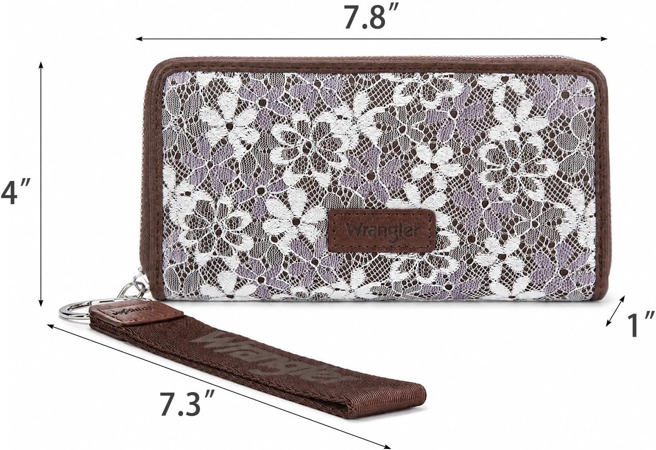 image:imageWrangler Wristlet Wallets for Women Lace Floral Tooled Clutch Purse RFID Blocking Wallet Credit Card HolderCoffee