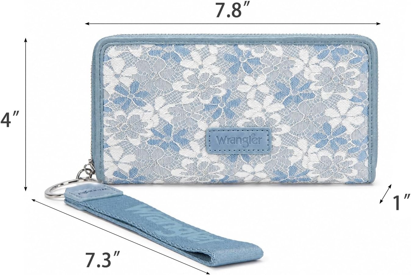 image:imageWrangler Wristlet Wallets for Women Lace Floral Tooled Clutch Purse RFID Blocking Wallet Credit Card HolderJean