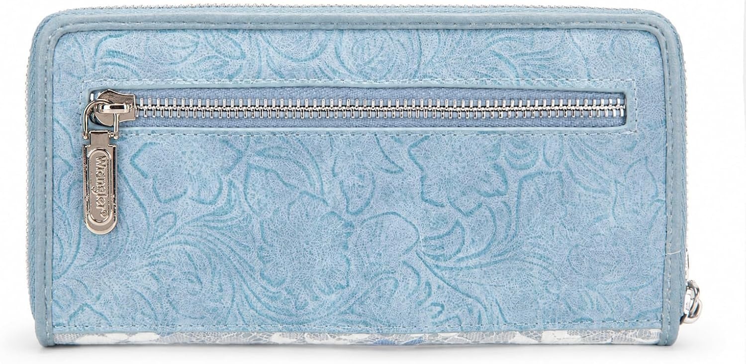 image:imageWrangler Wristlet Wallets for Women Lace Floral Tooled Clutch Purse RFID Blocking Wallet Credit Card HolderJean