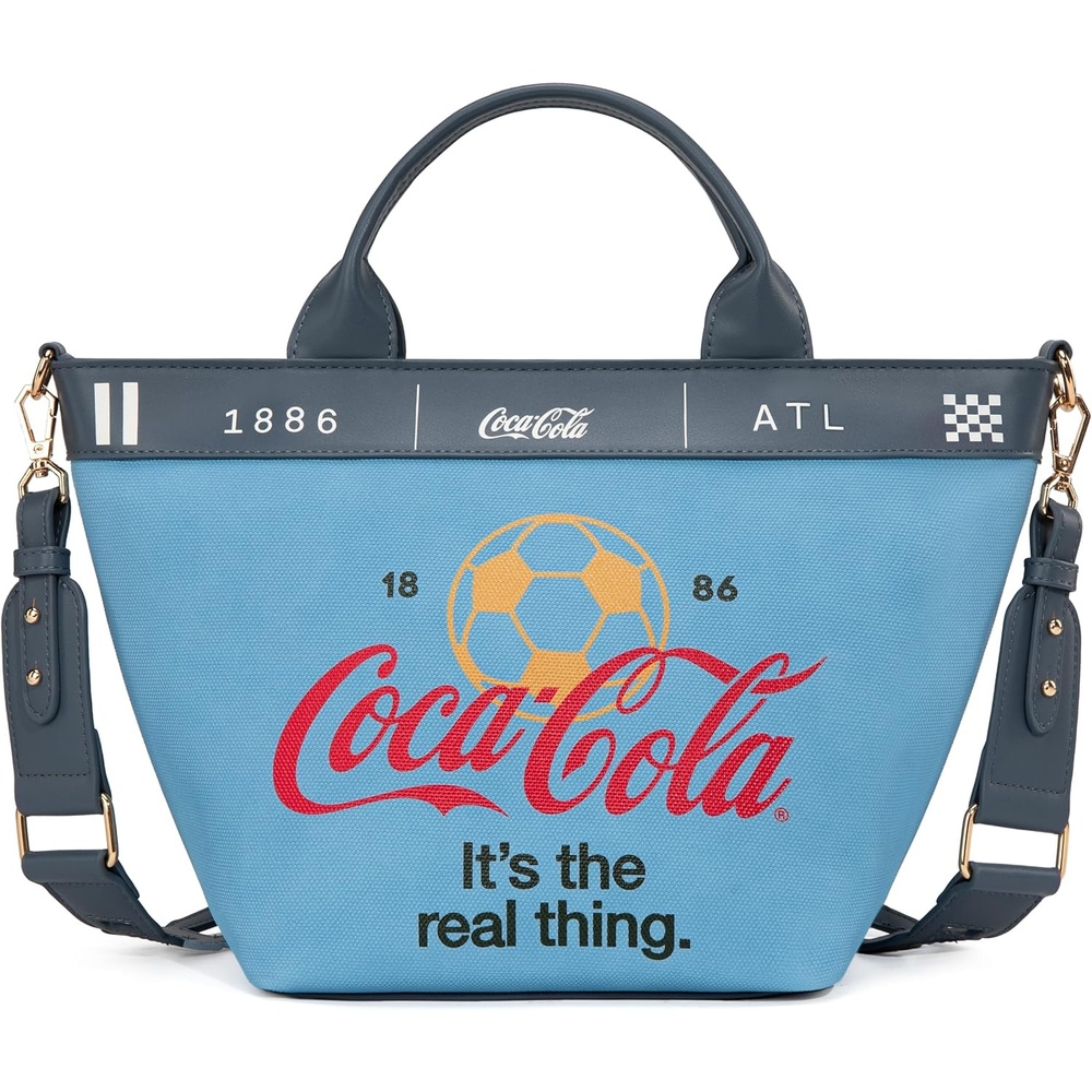 image:imageMontana West CocaCola Tote Bag for Women Soccer Style Hobo Bag Canvas Handbag with Detachable Crossbody StrapBluenavy