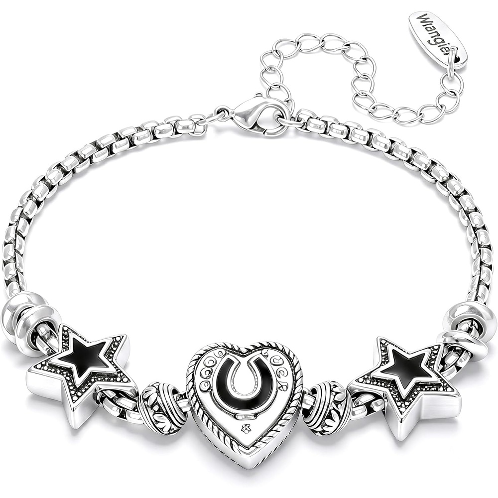 image:imageMontana West Wrangler Heart Bracelets for Women Sliding Charm Bracelet Fixed Charms Turquoise Jewelry for Women with Gift Box Sterling Silver14K GoldSilver Black