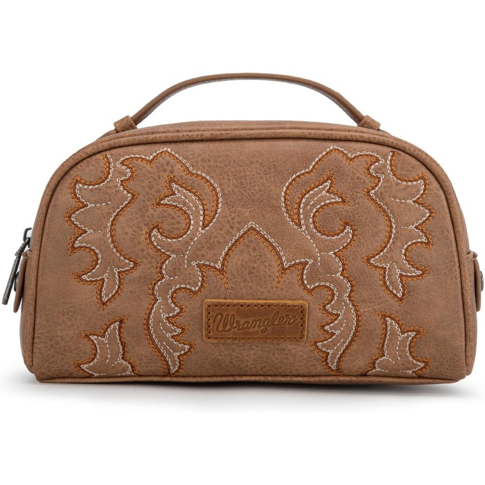 image:imageMontana West X Wrangler Makeup Bag Travel Cosmetic Bag Small Western Toiletry Bag for Women Organizer for Toiletries Accessories Travel EssentialsLeopard WGHB22111901LPBKKhaki145