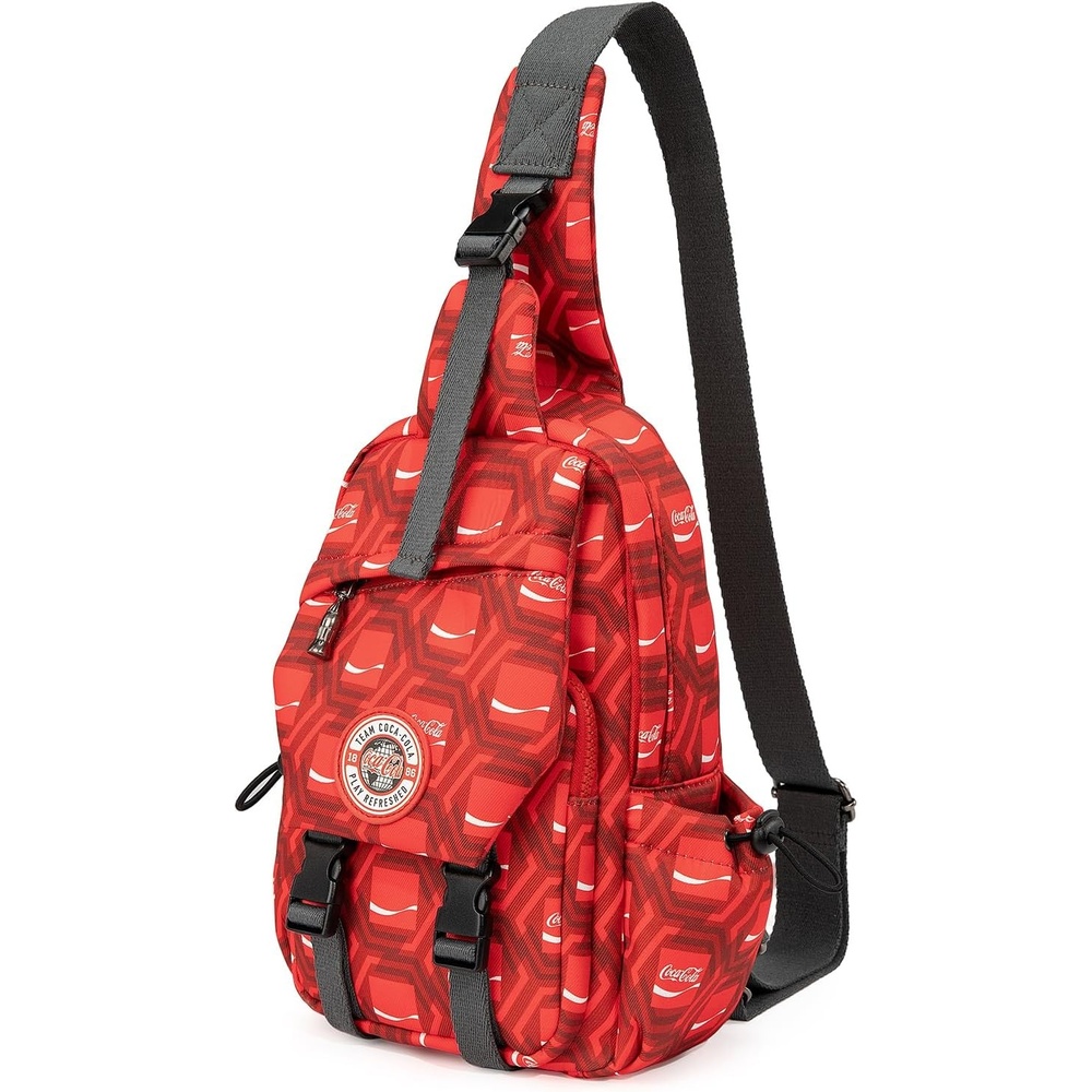 image:imageSling Backpack Crossbody Bag with CocaCola Logo Sling Bag Travel Casual Daypack UnisexRed