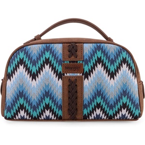 Montana West X Wrangler Makeup Bag Travel Cosmetic Bag Small Western Toiletry Bag for Women Organizer for Toiletries Accessories, Travel Essentials,Leopard, WG-HB-2211-1901-LP-BK(Aztec-Jean)