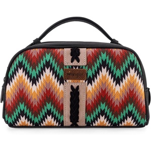 Montana West X Wrangler Makeup Bag Travel Cosmetic Bag Small Western Toiletry Bag for Women Organizer for Toiletries Accessories, Travel Essentials,Leopard, WG-HB-2211-1901-LP-BK(Aztec-Black)