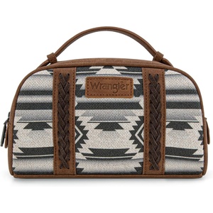 Montana West X Wrangler Makeup Bag Travel Cosmetic Bag Small Western Toiletry Bag for Women Organizer for Toiletries Accessories, Travel Essentials,Leopard, WG-HB-2211-1901-LP-BK(D-black)
