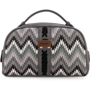 Montana West X Wrangler Makeup Bag Travel Cosmetic Bag Small Western Toiletry Bag for Women Organizer for Toiletries Accessories, Travel Essentials,Leopard, WG-HB-2211-1901-LP-BK(Aztec-Gray)