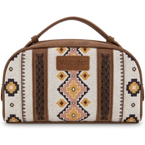 Montana West X Wrangler Makeup Bag Travel Cosmetic Bag Small Western Toiletry Bag for Women Organizer for Toiletries Accessories, Travel Essentials,Leopard, WG-HB-2211-1901-LP-BK(D-white)