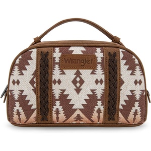 Montana West X Wrangler Makeup Bag Travel Cosmetic Bag Small Western Toiletry Bag for Women Organizer for Toiletries Accessories, Travel Essentials,Leopard, WG-HB-2211-1901-LP-BK(D-light coffee)
