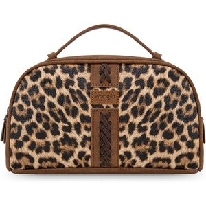 Montana West X Wrangler Makeup Bag Travel Cosmetic Bag Small Western Toiletry Bag for Women Organizer for Toiletries Accessories, Travel Essentials,Leopard, WG-HB-2211-1901-LP-BK(S-leopard brown)