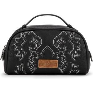 Montana West X Wrangler Makeup Bag Travel Cosmetic Bag Small Western Toiletry Bag for Women Organizer for Toiletries Accessories, Travel Essentials,Leopard, WG-HB-2211-1901-LP-BK(Black145)