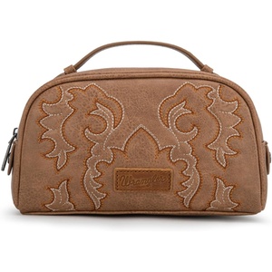 Montana West X Wrangler Makeup Bag Travel Cosmetic Bag Small Western Toiletry Bag for Women Organizer for Toiletries Accessories, Travel Essentials,Leopard, WG-HB-2211-1901-LP-BK(Khaki145)